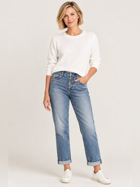 J. Crew Denim - J. Crew Women’s Cuffed Straight Leg Light Blue Wash Button Fly Jeans Size 10